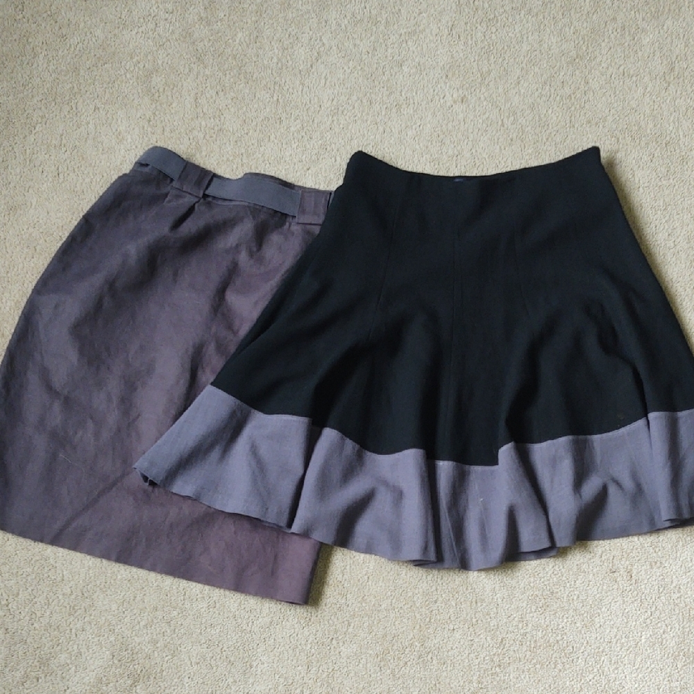 Set of Boden basic neutral skirts - Straight Grey and Flared Black & Grey